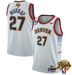 Nike Denver Nuggets #27 Jamal Murray White final Patch 6 Patch With Advertising Jersey
