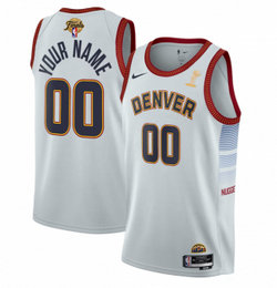 Nike Denver Nuggets Customized White 6 Patch 2023 Finals Champions Authentic Stitched NBA Jerseys