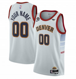 Nike Denver Nuggets Customized White 6 Patch Authentic Stitched NBA Jerseys