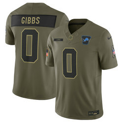 Nike Detroit Lions #0 Jahmyr Gibbs Olive 2025 Salute To Service Stitched Football Jersey