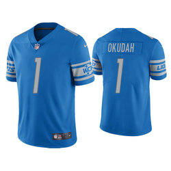 Nike Detroit Lions #1 Jeff Okudah Blue Vapor Untouchable Limited Authentic Stitched NFL Jersey