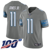 Nike Detroit Lions #11 Marvin Jones Jr With NFL 100th Season Patch Grey Vapor Untouchable Authentic Stitched NFL Jersey