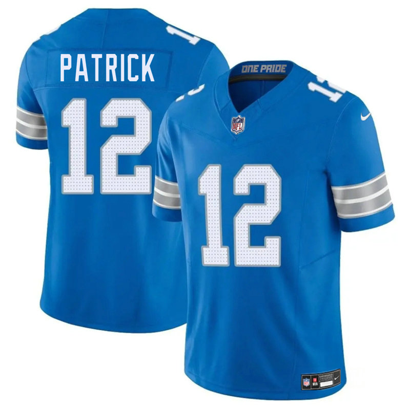 Nike Detroit Lions #12 Tim Patrick Blue Vapor Untouchable Authentic Stitched NFL Jersey