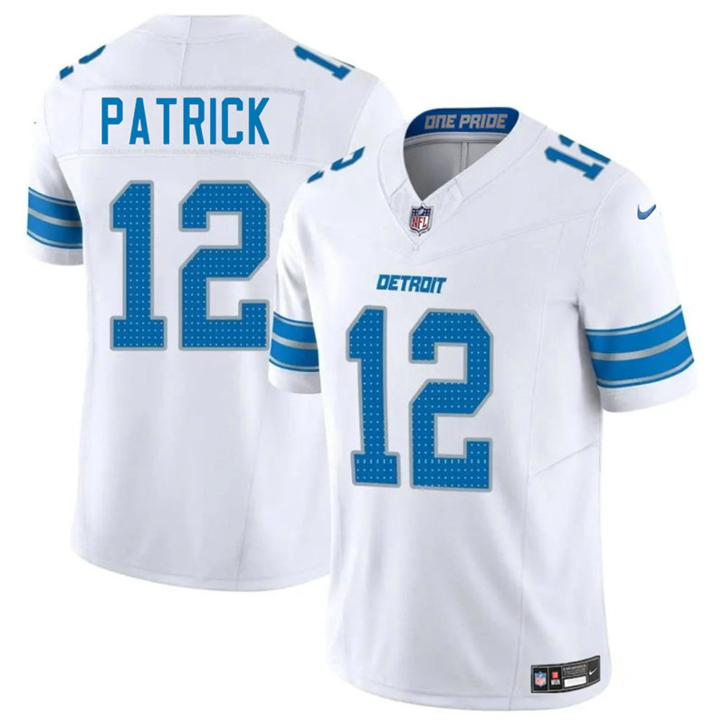 Nike Detroit Lions #12 Tim Patrick White Vapor Untouchable Authentic Stitched NFL Jersey