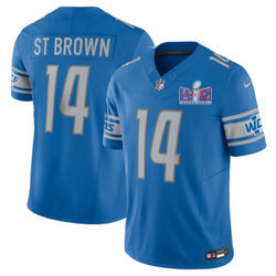 Nike Detroit Lions #14 Amon-Ra St. Brown Blue Vapor Untouchable With 2024 Super Bowl (LVIII ) patch Jersey