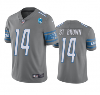 Nike Detroit Lions #14 Amon-Ra St. Brown Gray 2023 F.U.S.E. 90th Anniversary Vapor Untouchable Stitched Jersey