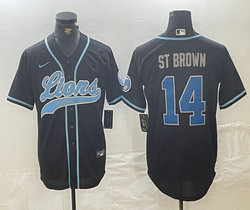 Nike Detroit Lions #14 Amon Ra St Brown Black Joint Authentic Stitched baseball jersey