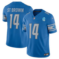 Nike Detroit Lions #14 Amon Ra St Brown Blue 90th Anniversary 2023 F.U.S.E.Authentic Stitched NFL Jersey