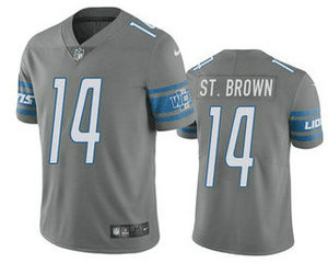 Nike Detroit Lions #14 Amon Ra St Brown Grey Vapor Untouchable Authentic Stitched NFL Jersey