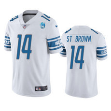 Nike Detroit Lions #14 Amon Ra St Brown White 90th Anniversary 2023 F.U.S.E.Authentic Stitched NFL Jersey