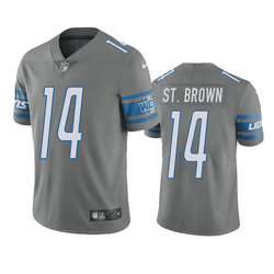 Nike Detroit Lions #14 mon-Ra St. Brown Gray Vapor Untouchable Limited Authentic Stitched NFL Jersey