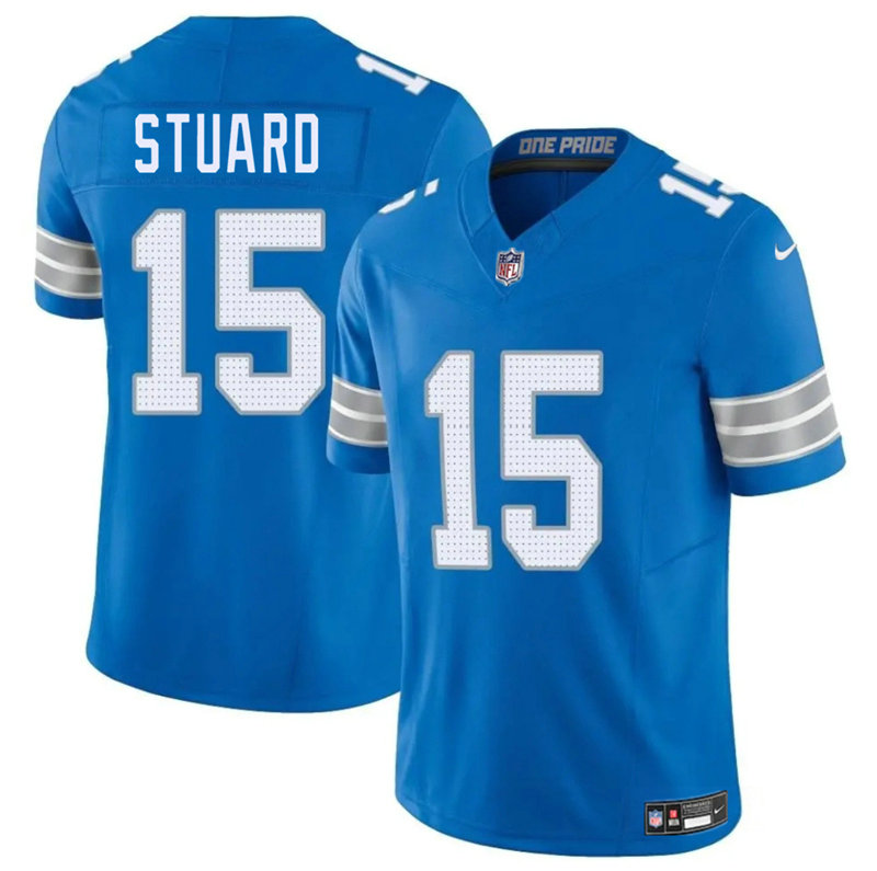 Nike Detroit Lions #15 Grant Stuard Blue Vapor Untouchable Authentic Stitched NFL Jersey