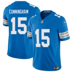 Nike Detroit Lions #15 Malik Cunningham Blue Stitched Football Jersey