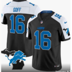 Nike Detroit Lions #16 Jared Goff Black Thanksgiving F.U.S.E. NFL Jersey