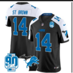Nike Detroit Lions #14 Amon Ra St Brown Black Thanksgiving With 90th F.U.S.E. NFL Jersey