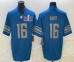 Nike Detroit Lions #16 Jared Goff Blue 2023 F.U.S.E. With 2024 Super Bowl (LVIII ) patch Jersey