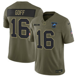 Nike Detroit Lions #16 Jared Goff Olive 2025 Salute To Service Stitched Football Jersey