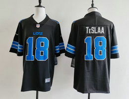 Nike Detroit Lions #18 Isaac TeSlaa Black Authentic Stitched NFL Jersey