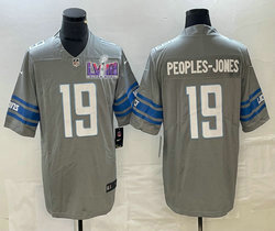 Nike Detroit Lions #19 Donovan Peoples-Jones Grey Rush With 2024 Super Bowl (LVIII ) patch Jersey