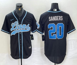 Nike Detroit Lions #20 Barry Sanders Black Joint Authentic Stitched NFL Jersey