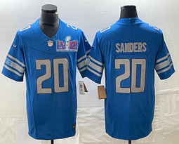 Nike Detroit Lions #20 Barry Sanders Blue 2023 F.U.S.E. With 2024 Super Bowl (LVIII ) patch Jersey