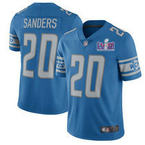 Nike Detroit Lions #20 Barry Sanders Blue Vapor Untouchable With 2024 Super Bowl (LVIII ) patch Jersey
