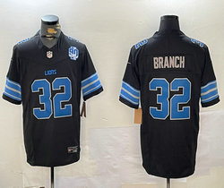 Nike Detroit Lions #32 Brian Branch Black With 90th patch F.U.S.E. Authentic Stitched NFL Jersey