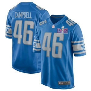 Nike Detroit Lions #46 Jack Campbell Blue Vapor Untouchable With 2024 Super Bowl (LVIII ) patch Jersey