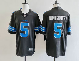 Nike Detroit Lions #5 David Montgomery Black Authentic Stitched NFL Jersey