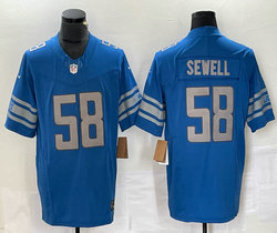 Nike Detroit Lions #58 Penei Sewell Blue 2023 F.U.S.E. Authentic Stitched NFL Jersey