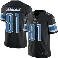 Nike Detroit Lions #81 Calvin Johnson Black Rush Limited Authentic Stitched NFL Jersey
