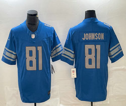 Nike Detroit Lions #81 Calvin Johnson Blue 2023 F.U.S.E Authentic Stitched NFL Jersey