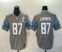 Nike Detroit Lions #87 Sam LaPorta Gray 2023 F.U.S.E. With 2024 Super Bowl (LVIII ) patch Jersey