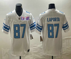 Nike Detroit Lions #87 Sam LaPorta White 2023 F.U.S.E. With 2024 Super Bowl (LVIII ) patch Jersey