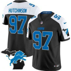 Nike Detroit Lions #97 Aidan Hutchinson Black Thanksgiving F.U.S.E Authentic stitched NFL jersey