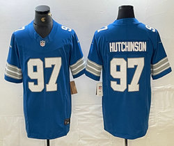 Nike Detroit Lions #97 Aidan Hutchinson Blue 2024 F.U.S.E. Authentic Stitched NFL Jersey