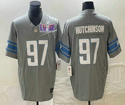 Nike Detroit Lions #97 Aidan Hutchinson Gray 2023 F.U.S.E. With 2024 Super Bowl (LVIII ) patch Jersey