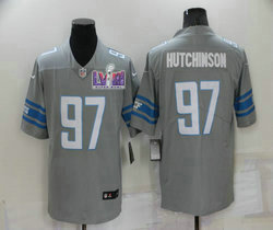 Nike Detroit Lions #97 Aidan Hutchinson Gray Vapor Untouchable With 2024 Super Bowl (LVIII ) patch Jersey