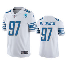 Nike Detroit Lions #97 Aidan Hutchinson White 90th Anniversary 2023 F.U.S.E.Authentic Stitched NFL Jersey