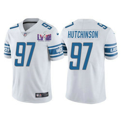 Nike Detroit Lions #97 Aidan Hutchinson White Vapor Untouchable With 2024 Super Bowl (LVIII ) patch Jersey