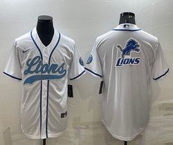 Nike Detroit Lions Blank White Joint Team Logo Authentic Stitched baseball jersey