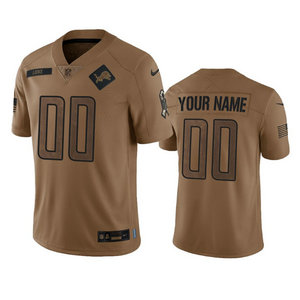 Nike Detroit Lions Custom 2023 Brown Salute To Service Authentic Stitched NFL Jersey