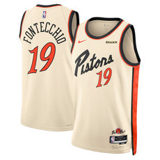 Nike Detroit Pistons #19 Simone Fontecchio Cream 2024-25 City Stitched NBA Jersey
