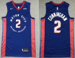 Nike Detroit Pistons #2 Cade Cunningham Blue Game City Authentic Stitched NBA jersey