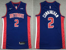 Nike Detroit Pistons #2 Cade Cunningham Blue Game Authentic Stitched NBA jersey