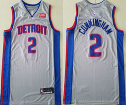 Nike Detroit Pistons #2 Cade Cunningham Gray With Advertising Game Authentic Stitched NBA jersey
