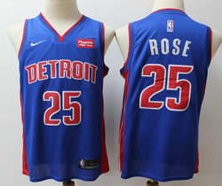 Nike Detroit Pistons #25 Derrick Rose Blue Game With Advertising Authentic Stitched NBA jersey