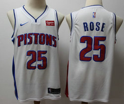 Nike Detroit Pistons #25 Derrick Rose White Game With Advertising Authentic Stitched NBA jersey