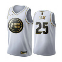 Nike Detroit Pistons #25 Derrick Rose White Gold Game Authentic Stitched NBA jersey