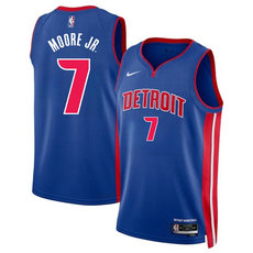 Nike Detroit Pistons #7 Wendell Moore Jr Blue 2024 Icon Edition Stitched Jersey